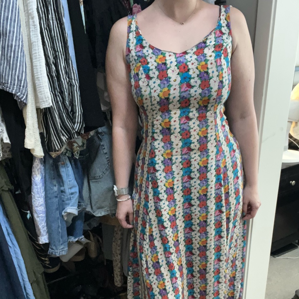 Vintage 00s Multicolor Floral Betsey Johnson Maxi Dress